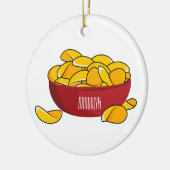 Aardappelchip cartoon illustratie  keramisch ornament (Links)