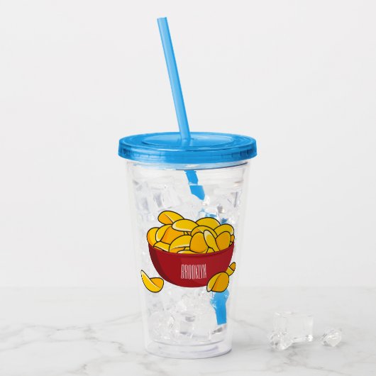 Aardappelchipafbeelding cartoon acryl drinkbeker (Voorkant ijs)
