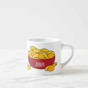 Aardappelchipafbeelding cartoon espresso kop