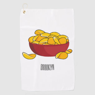 Aardappelchipafbeelding cartoon golfhanddoek