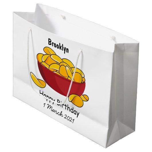 Aardappelchipafbeelding cartoon groot cadeauzakje (Voorkant Gekanteld)