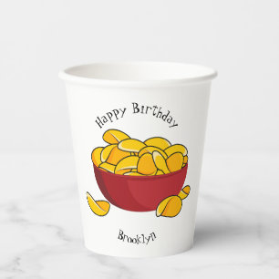 Aardappelchipafbeelding cartoon papieren bekers