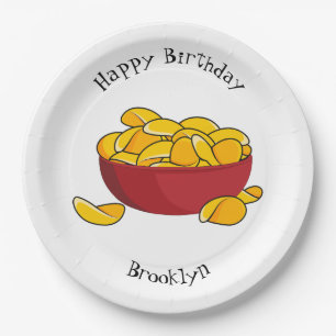 Aardappelchipafbeelding cartoon papieren bordje