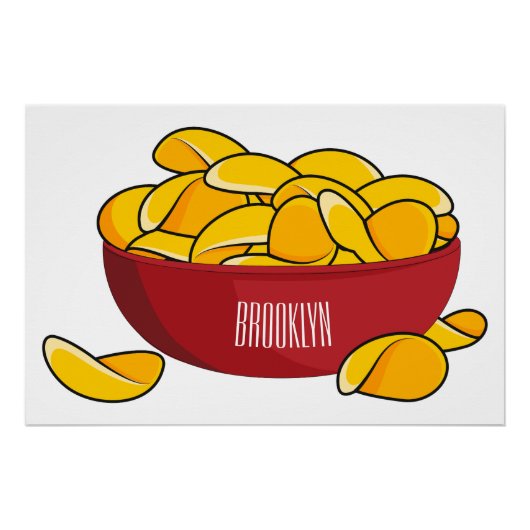 Aardappelchipafbeelding cartoon perfect poster (Voorkant)