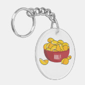 Aardappelchipafbeelding cartoon sleutelhanger (Voorkant Links)