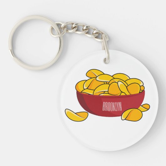 Aardappelchipafbeelding cartoon sleutelhanger (Voorkant)