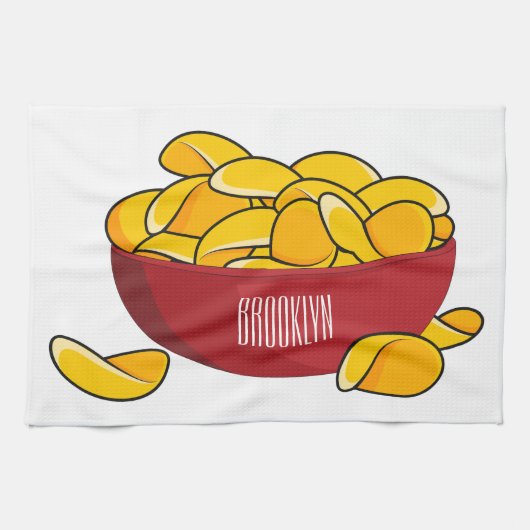 Aardappelchipafbeelding cartoon theedoek (Horizontaal)