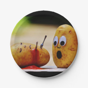 Aardappelen Ketchup Murder Blood Funny Paper Borde Papieren Bordje