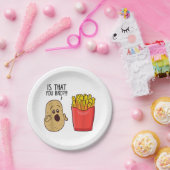 Aardappelmoes is dat je schamele aardappelen koopt papieren bordje (Feest)