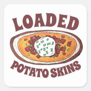 Aardappelmoessons Snack Food Appetizer Bacon Vierkante Sticker