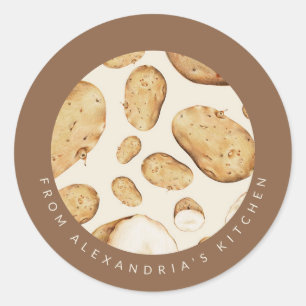 Aardappelpudden   uit de keuken van ronde sticker