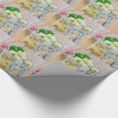 Aardappelsalade in een pot op hout cadeaupapier (Hoek)