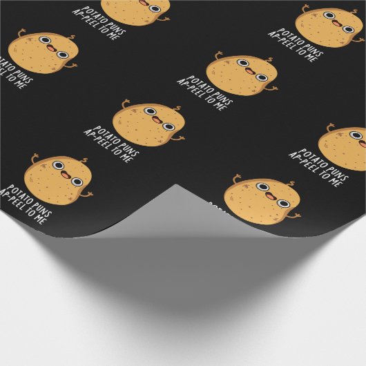 Aardappelschil voor mij Funny Potato pun Dark BG Cadeaupapier (Hoek)