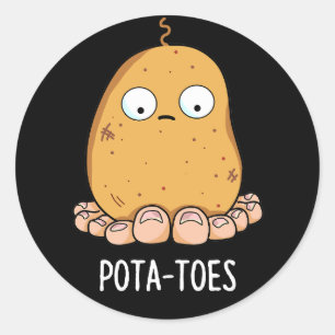 Aardappeltenen grappige aardappel met tenen, donke ronde sticker