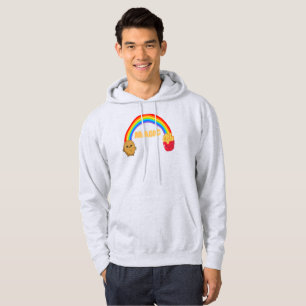 Aardappeltransformatie op chips met een regenboog hoodie