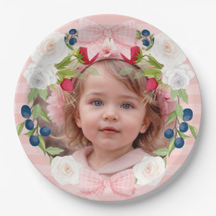 Aardbei 1e bessen zoete verjaardag foto papieren bordje