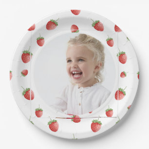 Aardbei 1e Verjaardag Berry Eerste Foto Papieren Bordje