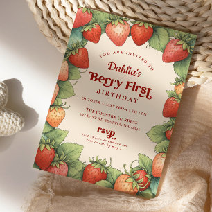 Aardbei 1e verjaardag Berry Eerste Verjaardag Kaart