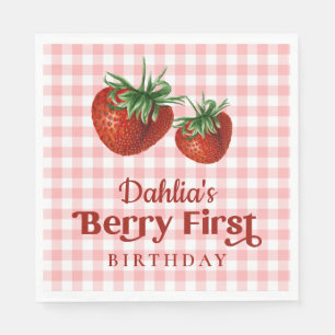 Aardbei 1e verjaardag Berry Eerste Verjaardag Servet