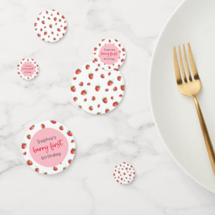 Aardbei 1e Verjaardag Berry Eerste Wit Confetti