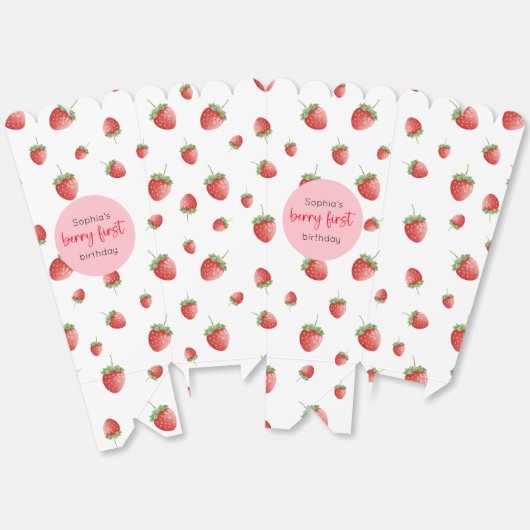 Aardbei 1e verjaardag Berry First Bedankdoosjes (Ongevouwen)