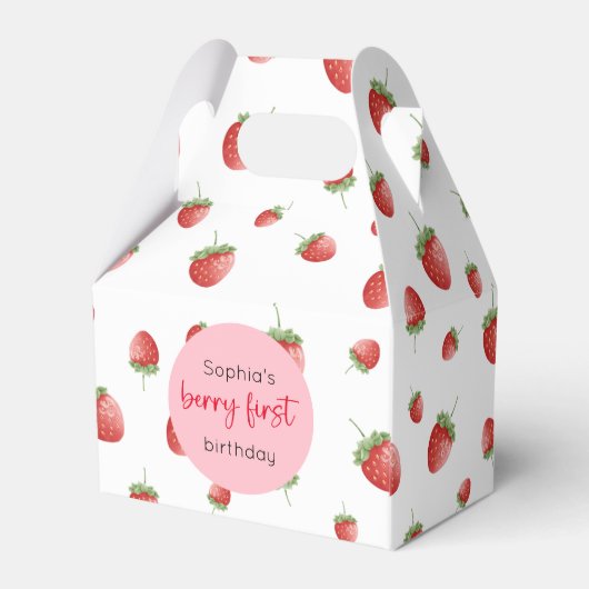 Aardbei 1e verjaardag Berry First Bedankdoosjes (Achterkant)