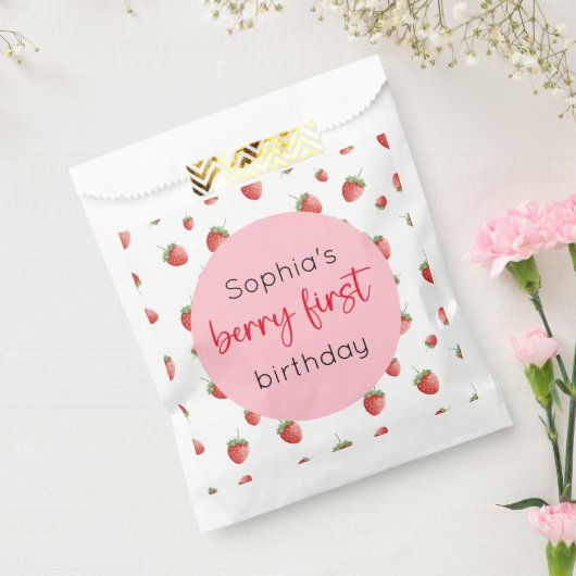 Aardbei 1e verjaardag Berry First Bedankzakje (Gezegeld)