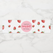 Aardbei 1e verjaardag Berry First Waterfles Etiket (Enkel label)