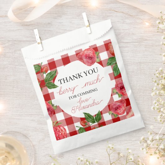 Aardbei 1e verjaardag Berry Sweet Bedankzakje (Geknipt)