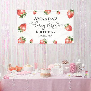 Aardbei 1e verjaardag Berry Sweet One Spandoek