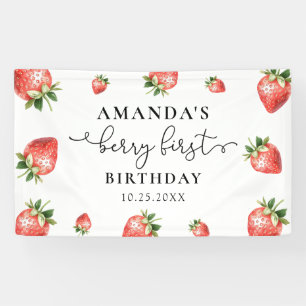 Aardbei 1e verjaardag Berry Sweet One Spandoek