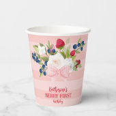 Aardbei 1e verjaardag Berry Sweet Pink Papieren Bekers (Achterkant)