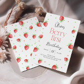 Aardbei 1e verjaardag bessen eerste lief meisje kaart