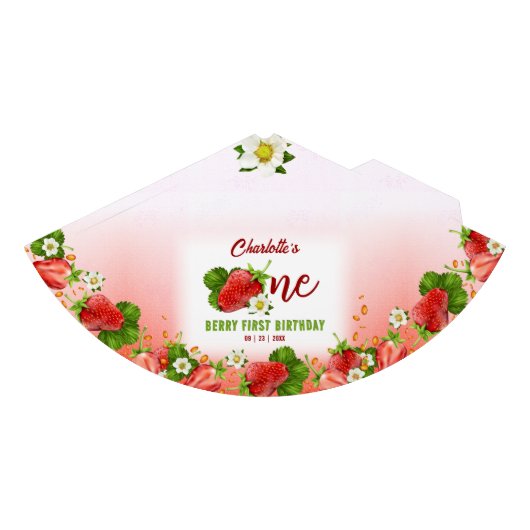 Aardbei 1e verjaardag feesthoedjes (Voorkant)