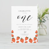 Aardbei 1e verjaardag kaart (Staand voorkant)