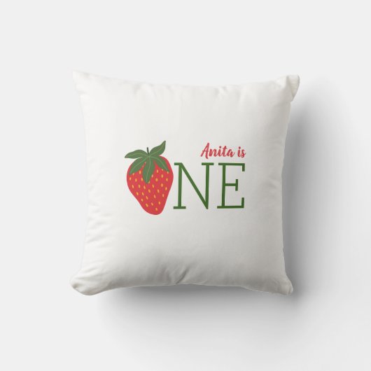 Aardbei 1e verjaardag kussen (Voorkant)
