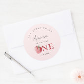 Aardbei 1e verjaardag sticker. Berry eerst Ronde Sticker (Envelop)