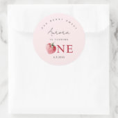 Aardbei 1e verjaardag sticker. Berry eerst Ronde Sticker (Tas)