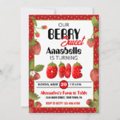 Aardbei 1e verjaardag uitnodiging (Voorkant)