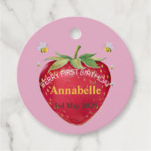 Aardbei 1e verjaardag van Berry First Bedankjes Labels (Voorkant)