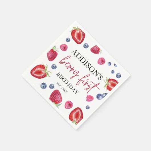 Aardbei 1e verjaardag van Berry First Servet (Hoek)