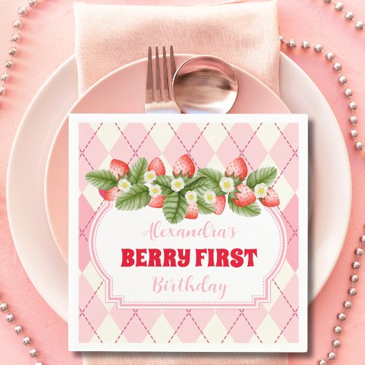 Aardbei 1e verjaardag van Berry First Servet