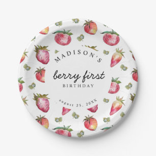 Aardbei 1e verjaardag van Berry First Sweet Pa Papieren Bordje
