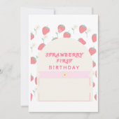 Aardbei 1e Verjaardagsfeest Eerste Uitnodiging (Voorkant)