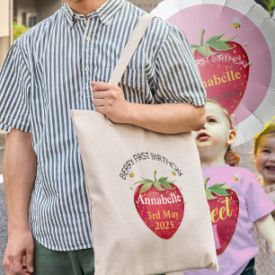 Aardbei 1e verjaardagsfeest gunst Berry First Tote Bag