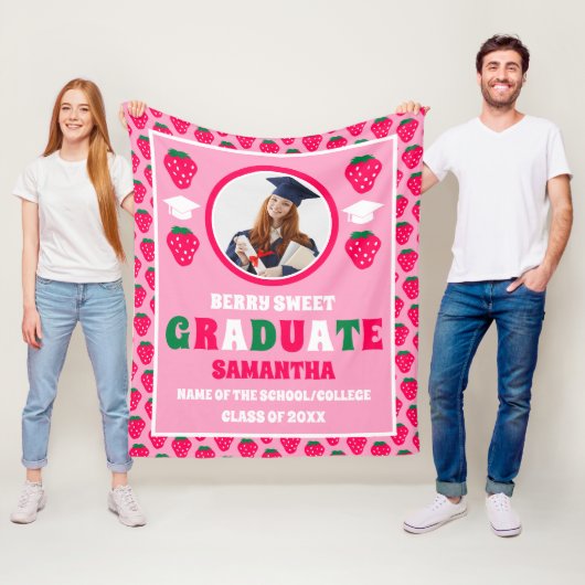 Aardbei 2025 Afstuderen Foto Afstuderen Fleece Deken (In situ)