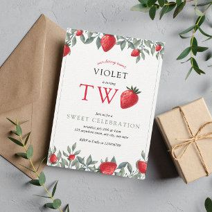Aardbei 2e verjaardag Waterverf Berry Sweet Kaart