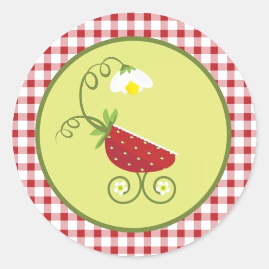 Aardbei Baby Carriage Favor Sticker (Voorkant)