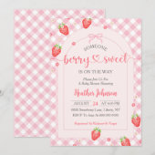 Aardbei Baby Meisje Baby Shower Kaart (Voorkant / Achterkant)