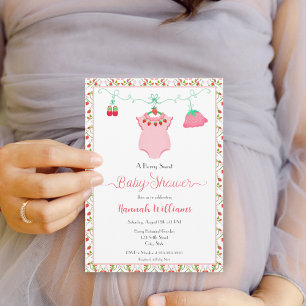 Aardbei Baby outfit met Baby shower Kaart